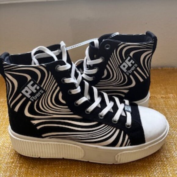 NEW PF Flyers Chill house Collab Black White High Top Sneakers Women’s Sz 8 NWOT - Picture 3 of 13